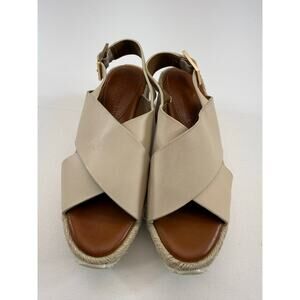 Enzo Angiolini Espadrille Platform Wedge Sandals Off White Size 6 Resort Beach